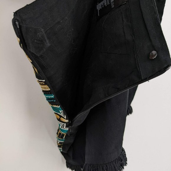 H&M Skirt Southwestern Cotton Twill 6 Fun Colorful Beaded Fringe Hem Aztec Boho - Picture 9 of 13